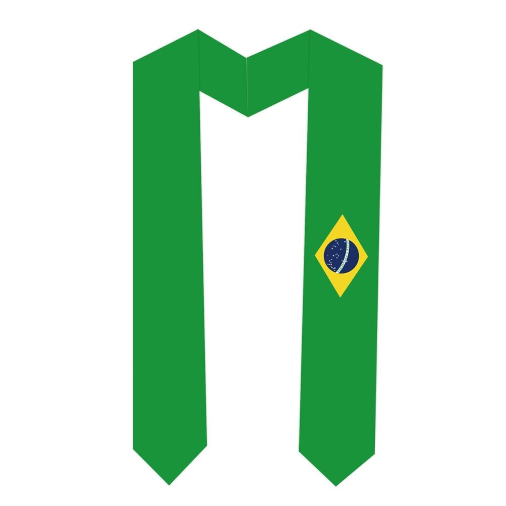 3110 Brazil Flag Graduation Sash Satin Scarf 72" Stole for Abroad Student